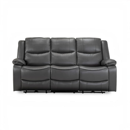 Harald Electric Recliner Grey Faux Leather Cinema Console 3 Seater Sofa