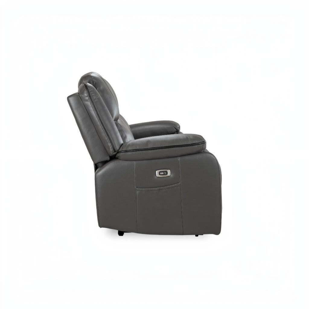 Harald Electric Recliner Grey Faux Leather Cinema Console 3 Seater Sofa