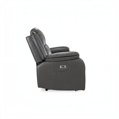 Harald Electric Recliner Grey Faux Leather Cinema Console 3 Seater Sofa
