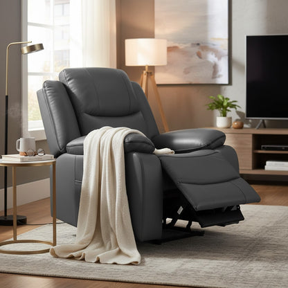 Harald Electric Recliner Grey Leather Armchair