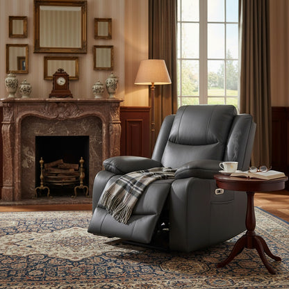 Harald Electric Recliner Grey Leather Armchair
