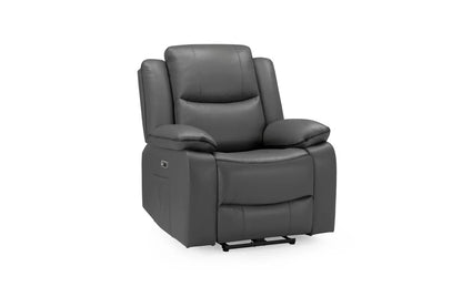 Harald Electric Recliner Grey Leather Armchair