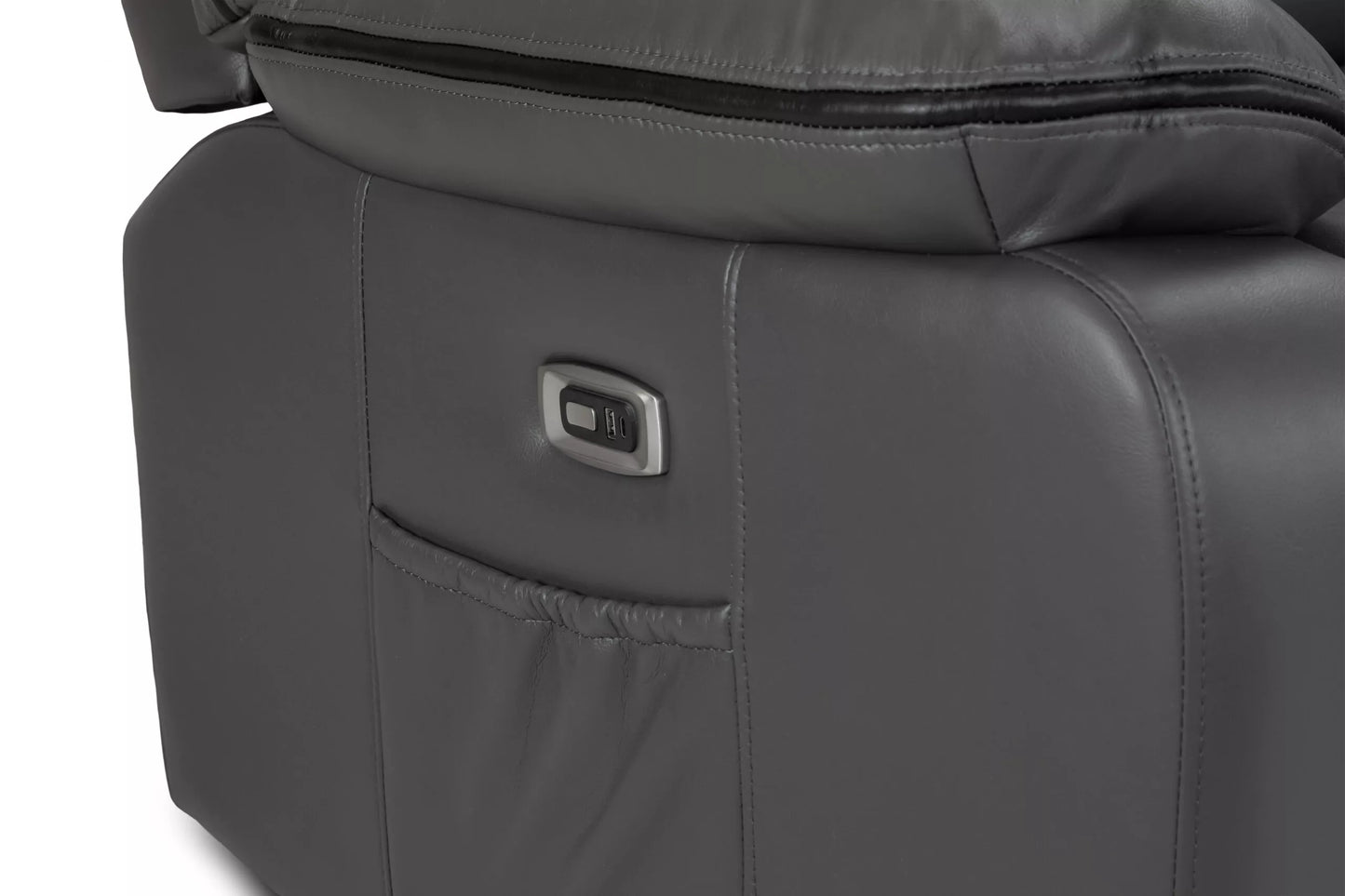 Harald Electric Recliner Grey Leather Armchair