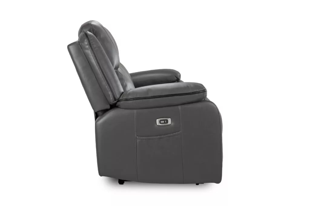 Harald Electric Recliner Grey Leather Armchair