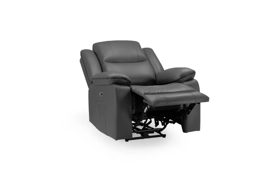 Harald Electric Recliner Grey Leather Armchair