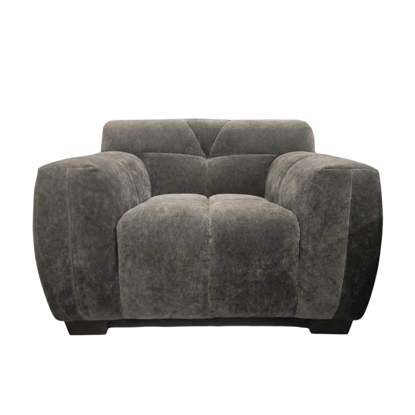 ALUXO Harlem Deep Channel Stitched Armchair In Steel Grey Mermaid Velvet