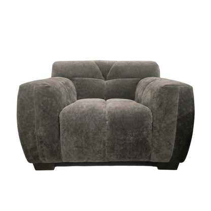 ALUXO Harlem Deep Channel Stitched Armchair In Steel Grey Mermaid Velvet