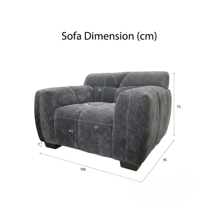 ALUXO Harlem Deep Channel Stitched Armchair In Steel Grey Mermaid Velvet