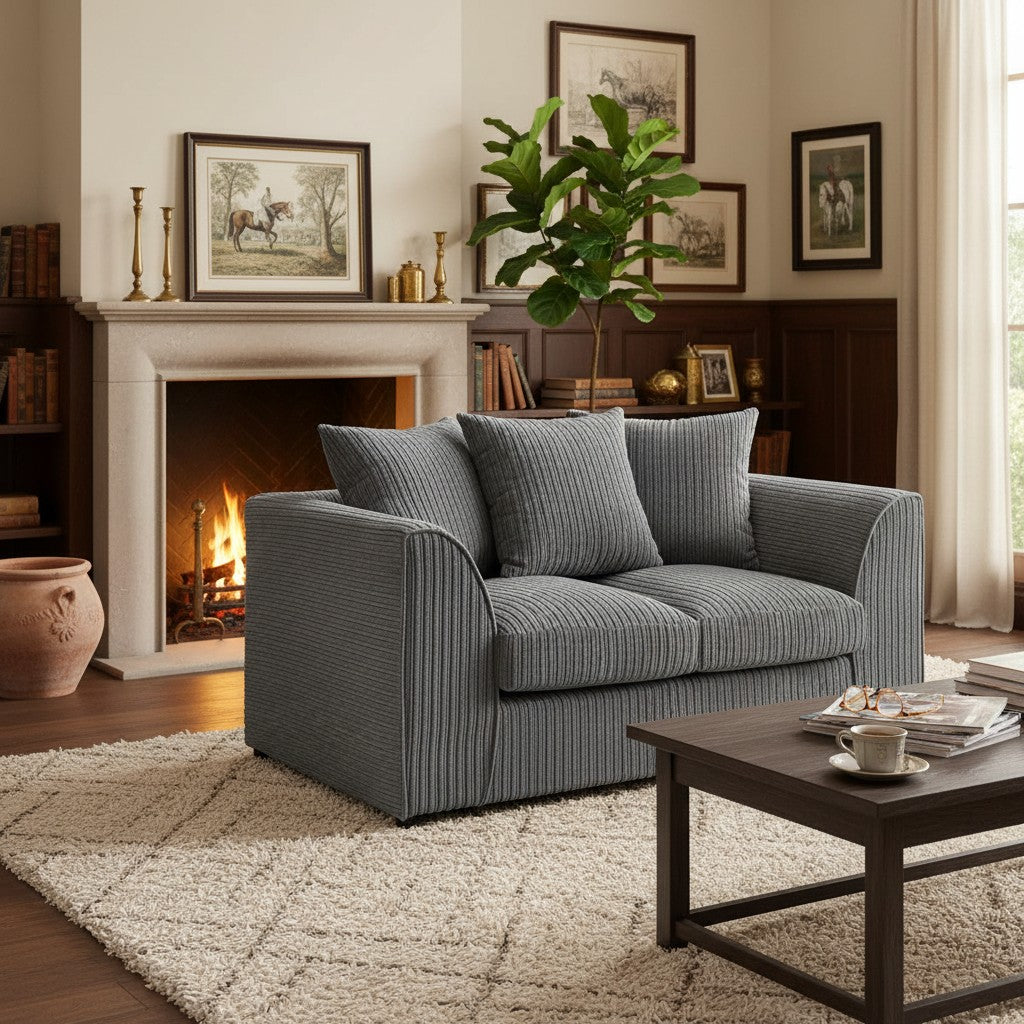 Harley Jumbo Grey Fabric 2 Seater Sofa