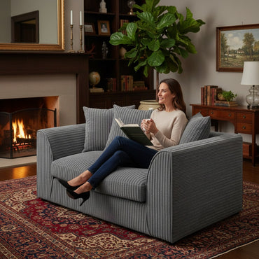 Harley Jumbo Grey Fabric 2 Seater Sofa