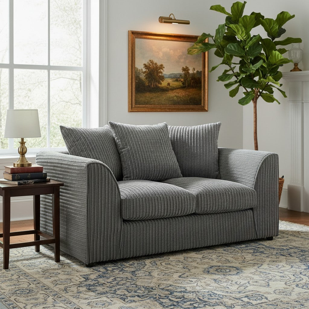 Harley Jumbo Grey Fabric 2 Seater Sofa