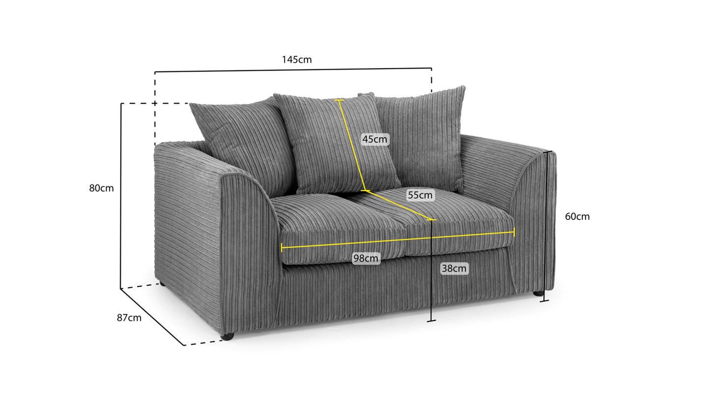 Harley Jumbo Grey Fabric 2 Seater Sofa