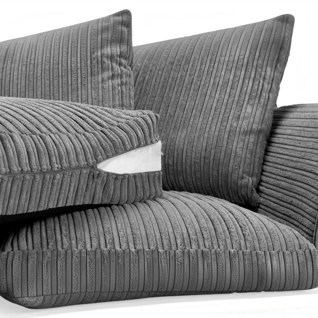 Harley Jumbo Grey Fabric 3 Seater Sofa