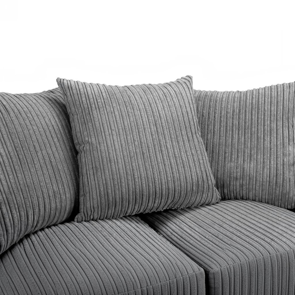 Harley Jumbo Grey Fabric 3 Seater Sofa