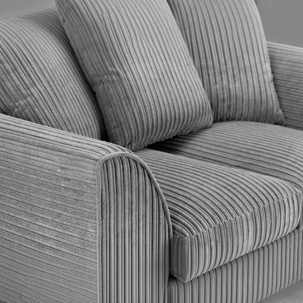 Harley Jumbo Grey Fabric 3 Seater Sofa