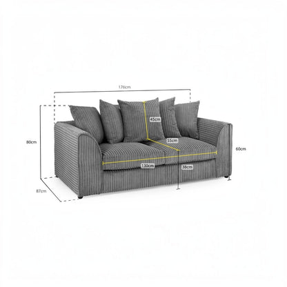 Harley Jumbo Grey Fabric 3 Seater Sofa
