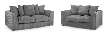 Harley Jumbo Grey Fabric 3+2 Sofa Suite