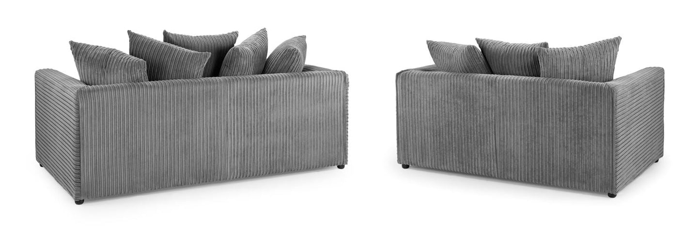 Harley Jumbo Grey Fabric 3+2 Sofa Suite