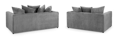 Harley Jumbo Grey Fabric 3+2 Sofa Suite