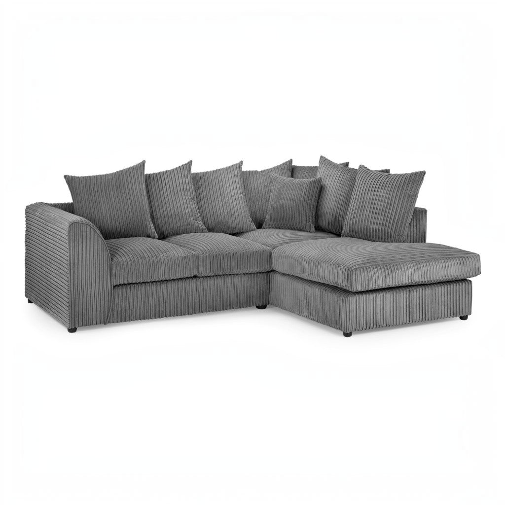 Harley Jumbo Grey Fabric Right Hand L-Shape Corner Sofa