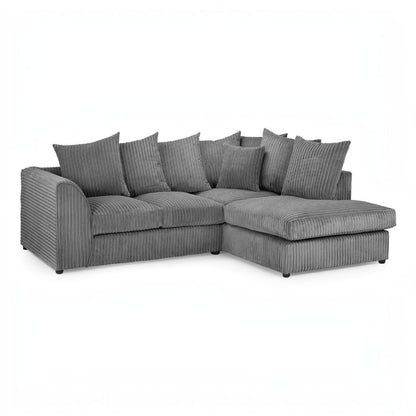 Harley Jumbo Grey Fabric Right Hand L-Shape Corner Sofa