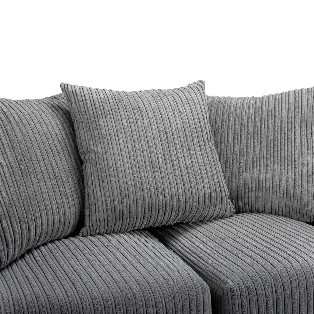 Harley Jumbo Grey Fabric Right Hand L-Shape Corner Sofa