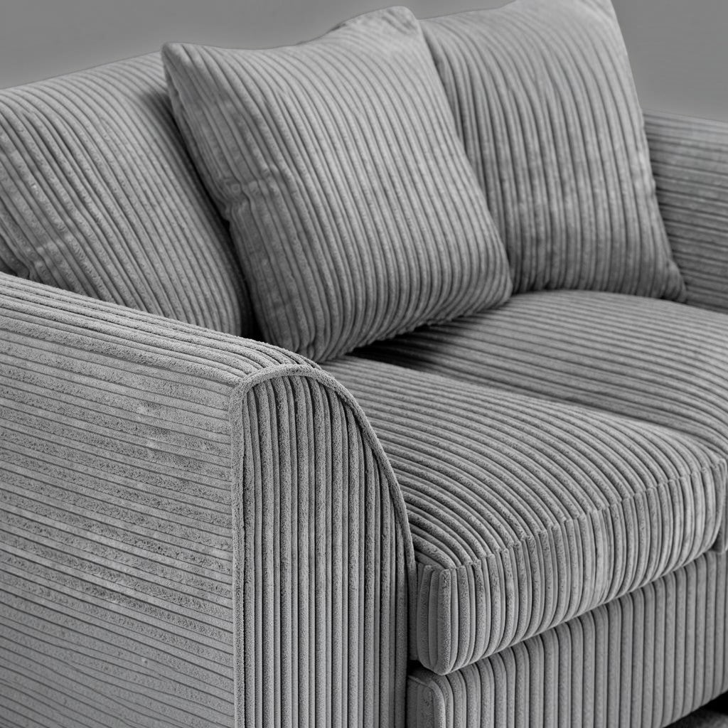 Harley Jumbo Grey Fabric Right Hand L-Shape Corner Sofa