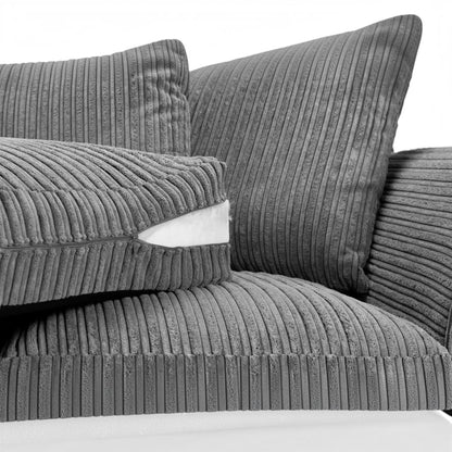 Harley Jumbo Grey Fabric Left Hand L-Shape Corner Sofa