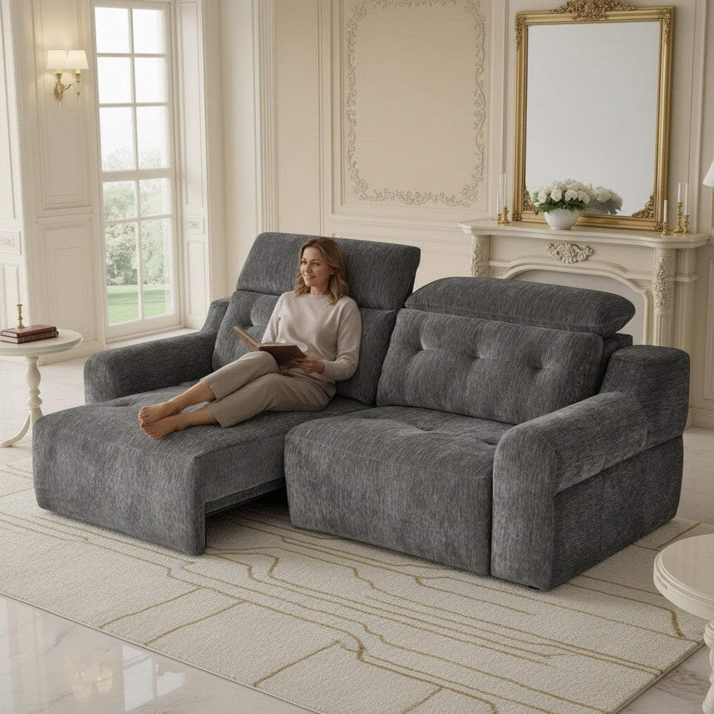 Harrison Electric Sofabed Charcoal Grey Fabric Sofa