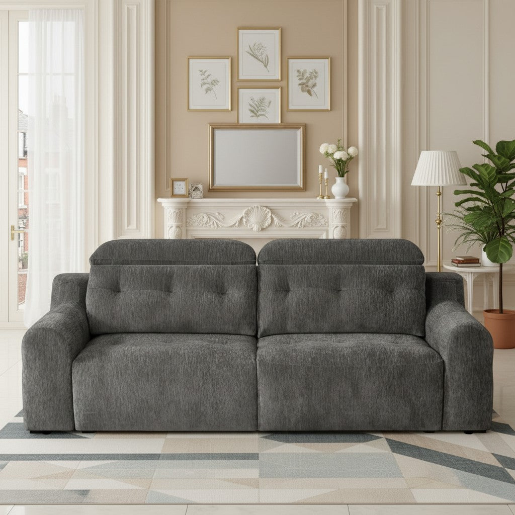 Harrison Electric Sofabed Charcoal Grey Fabric Sofa
