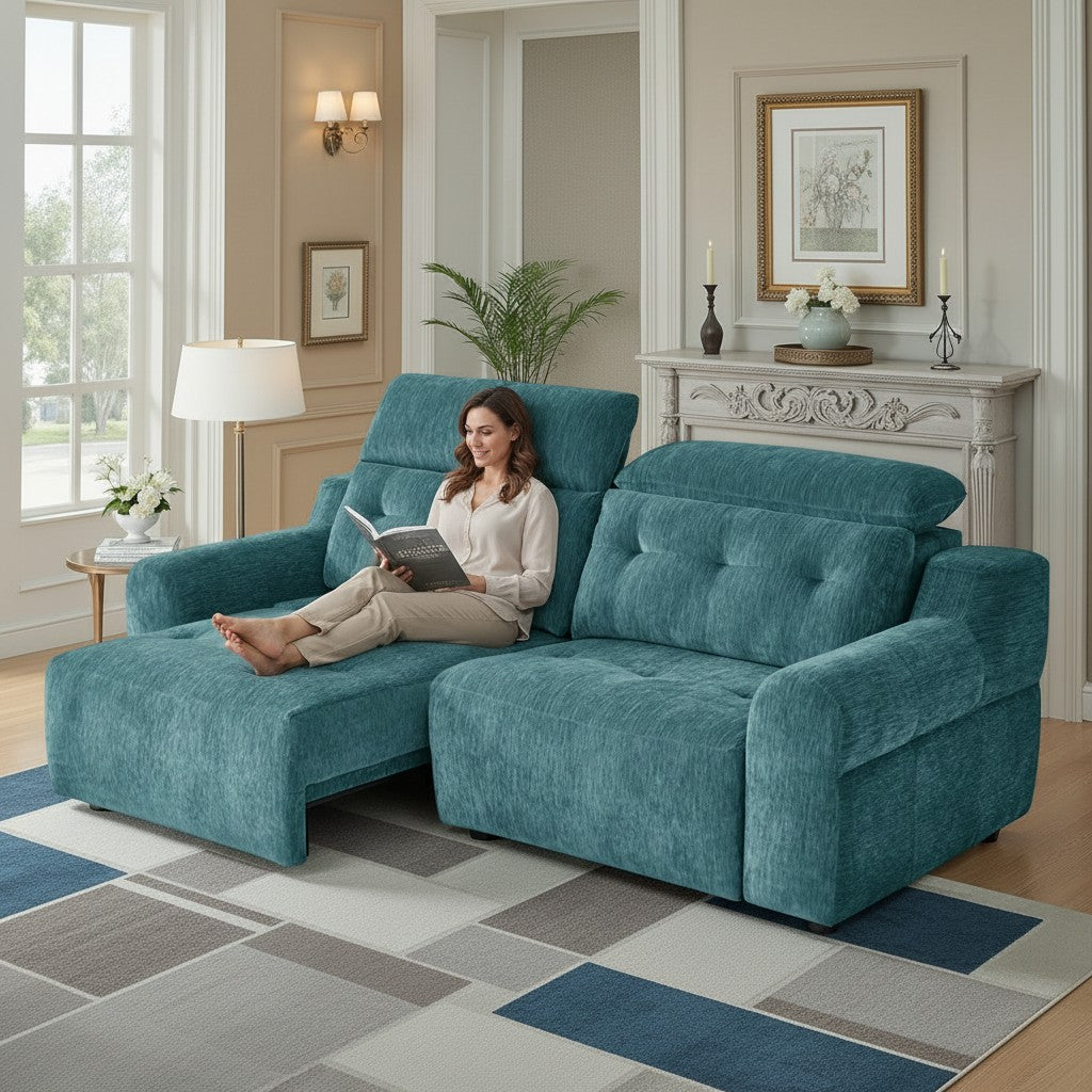Harrison Electric Sofabed Teal Green Fabric Sofa