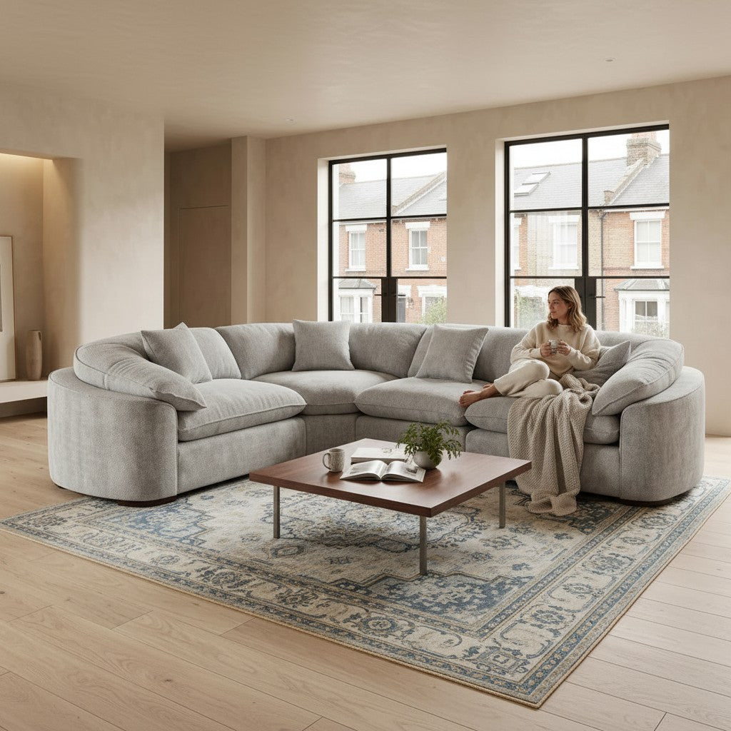 Helena Grey Fabric Large Corner Sofa
