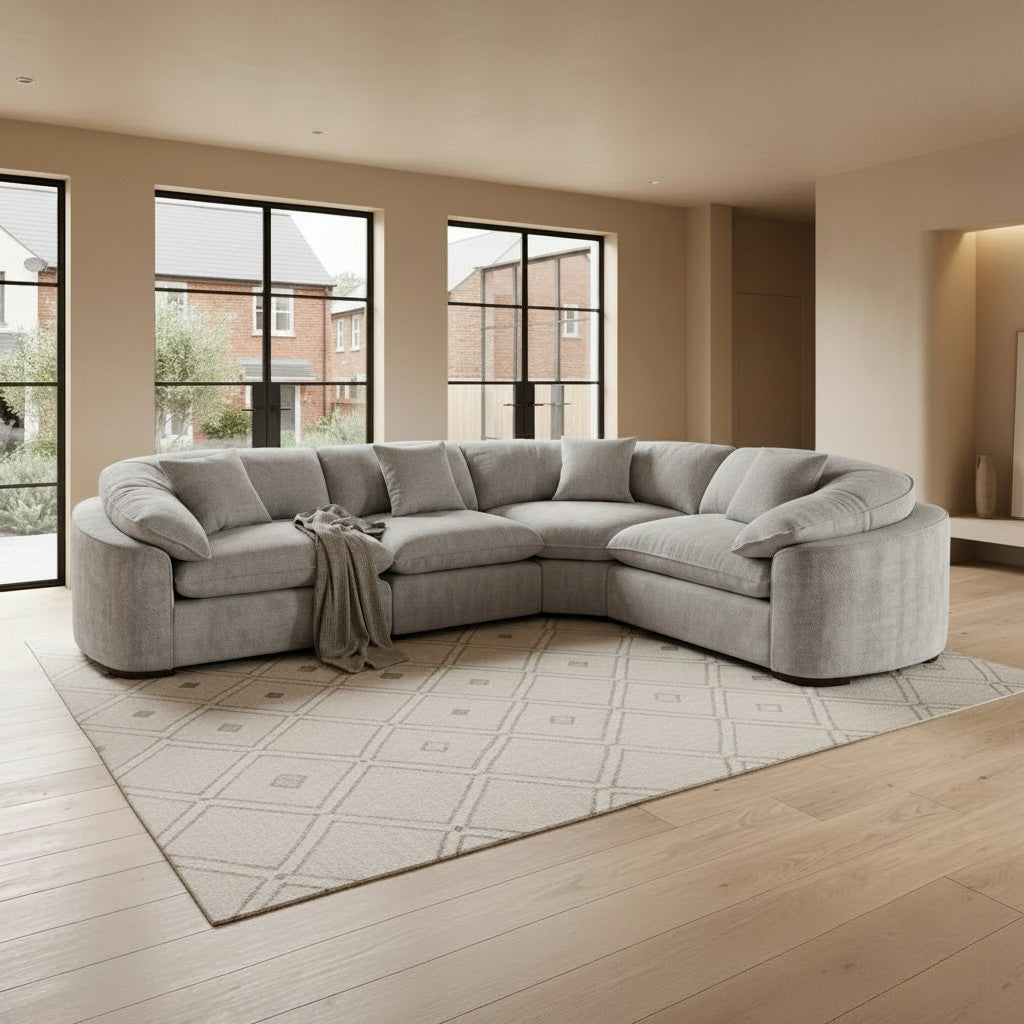 Helena Grey Fabric Large Corner Sofa