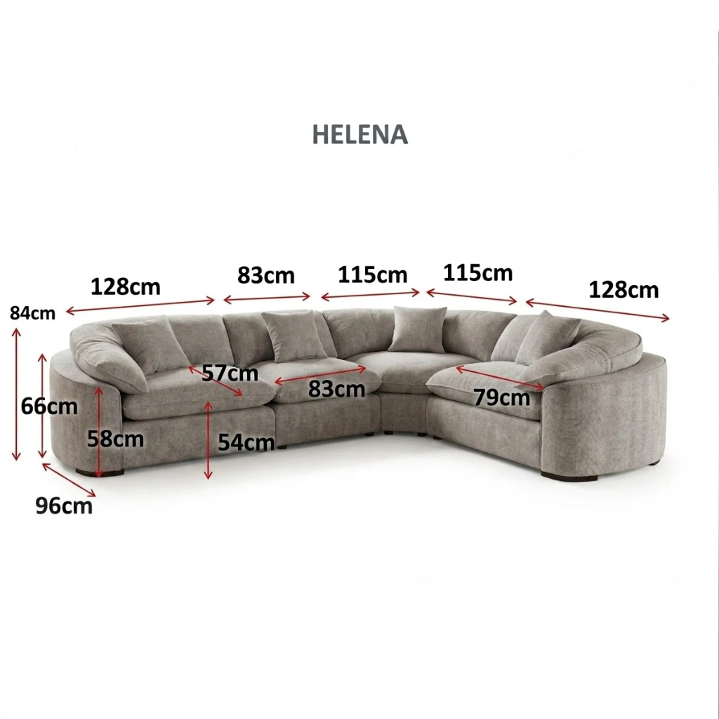 Helena Grey Fabric Large Corner Sofa