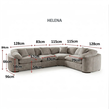 Helena Grey Fabric Large Corner Sofa