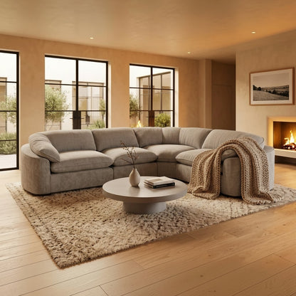 Helena Grey Fabric Large Corner Sofa