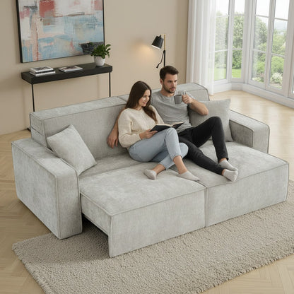 Houston Electric Sofabed Beige Fabric 3 Seater Sofa