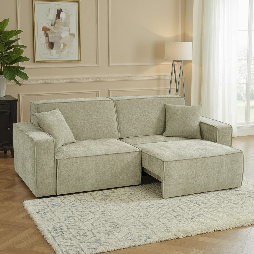 Houston Electric Sofabed Green Fabric 3 Seater Sofa