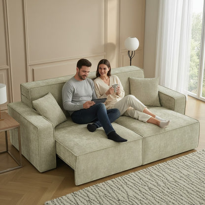 Houston Electric Sofabed Green Fabric 3 Seater Sofa