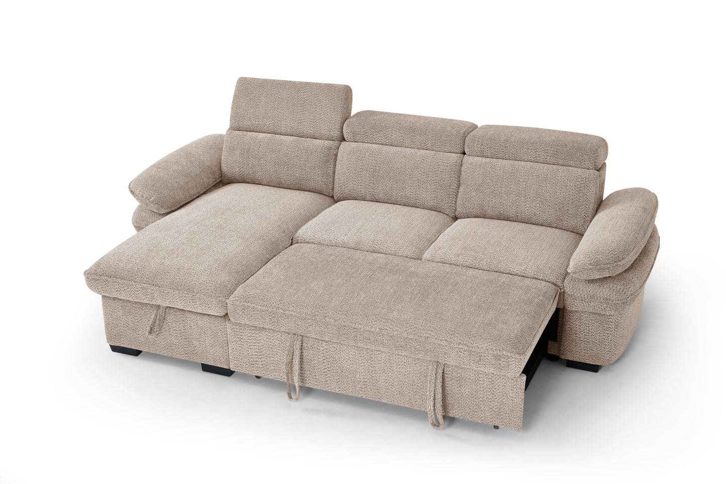 Hudson Sofabed Beige Fabric Universal Storage Corner Sofa