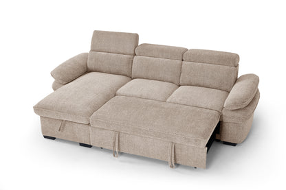 Hudson Sofabed Beige Fabric Universal Storage Corner Sofa