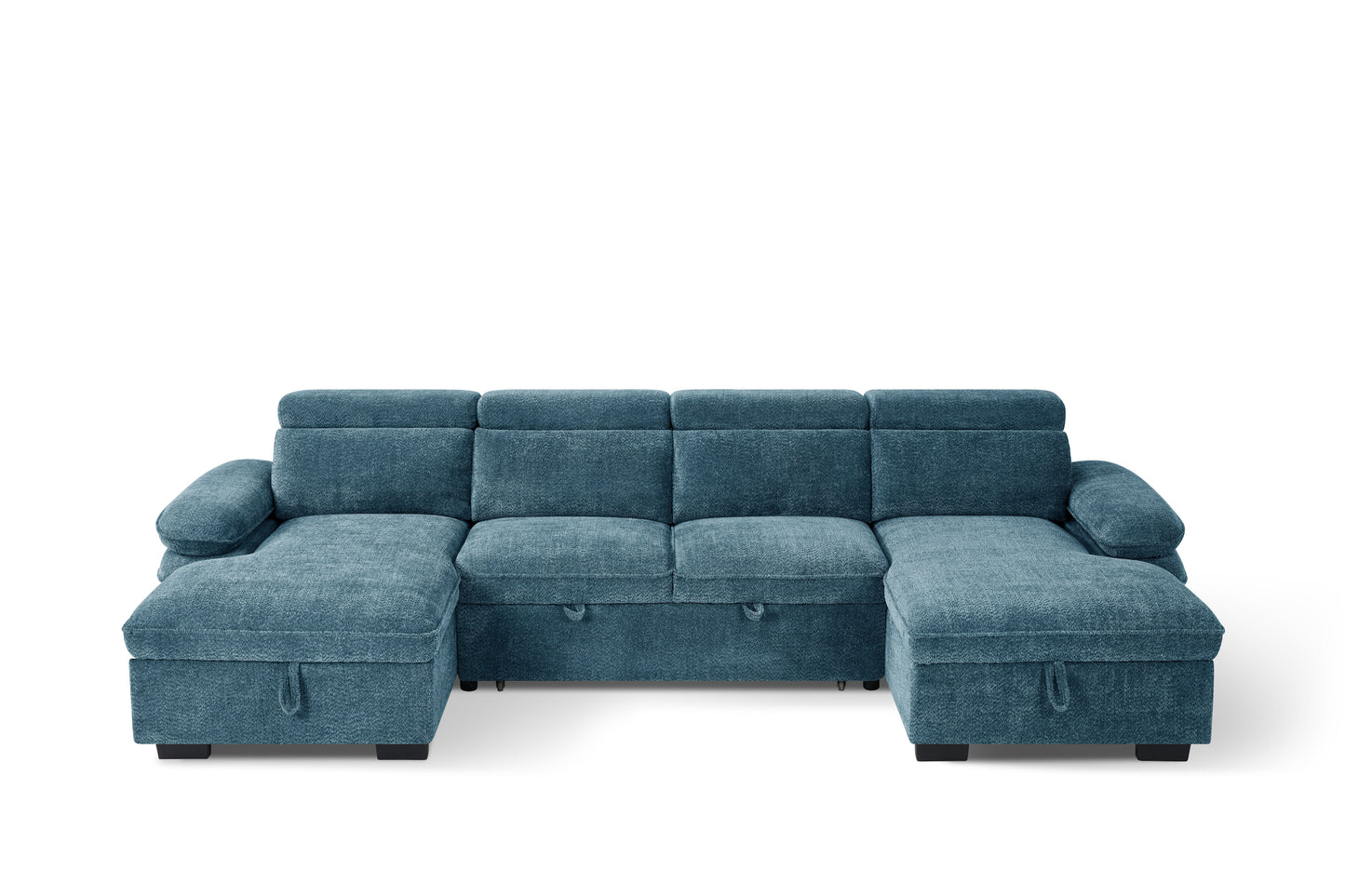 Hudson Sofabed Blue Fabric U Shape Storage Corner Sofa