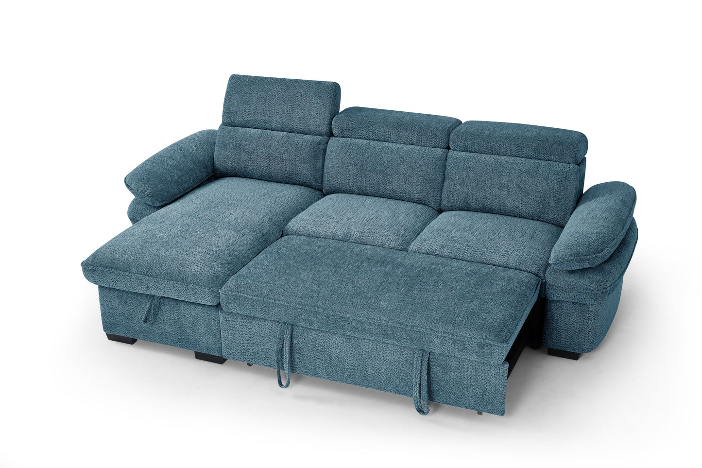 Hudson Sofabed Blue Fabric Universal Storage Corner Sofa
