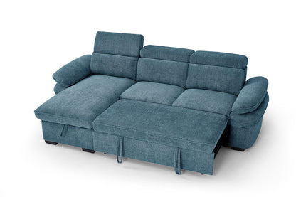Hudson Sofabed Blue Fabric Universal Storage Corner Sofa