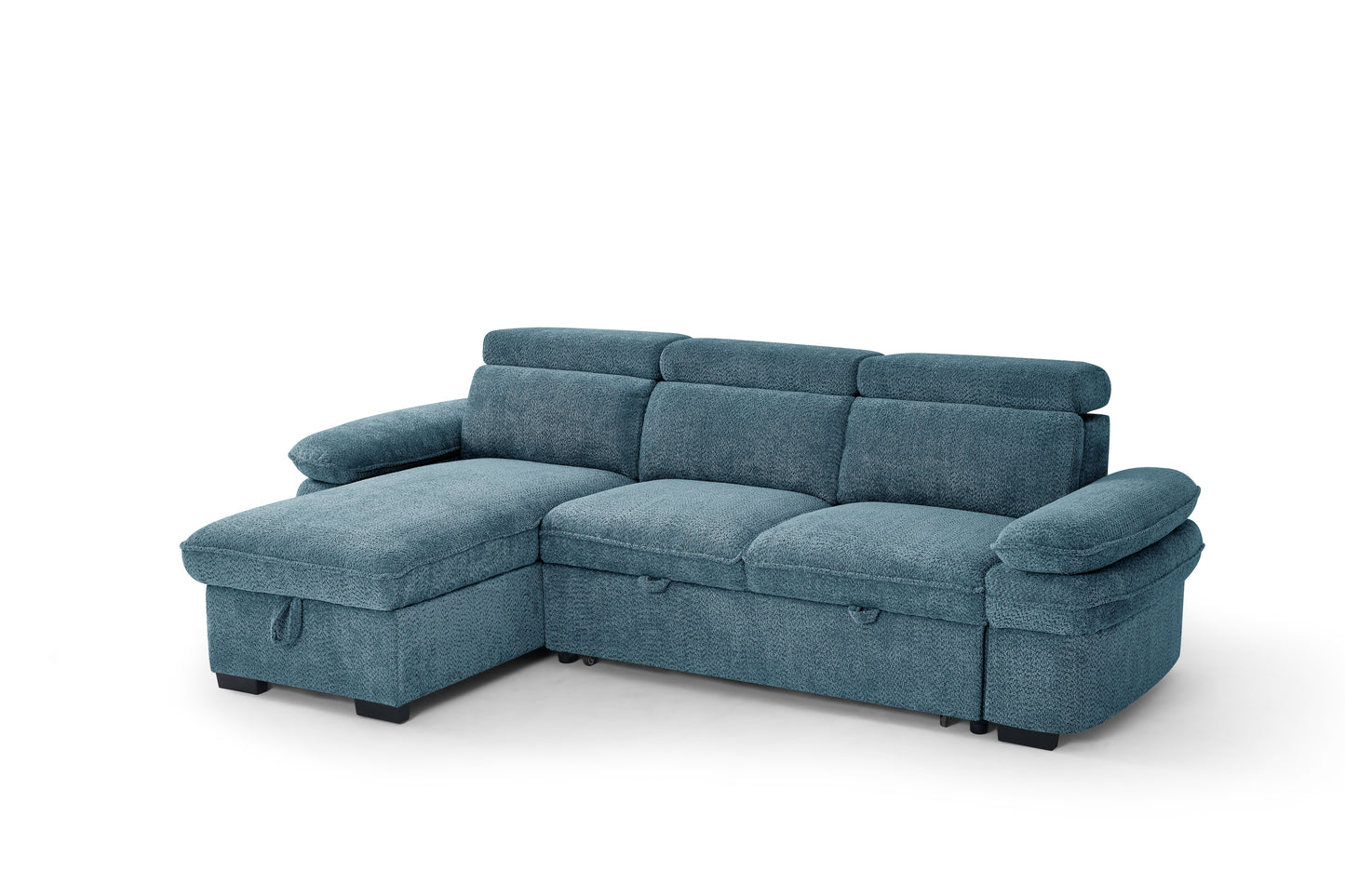Hudson Sofabed Blue Fabric Universal Storage Corner Sofa