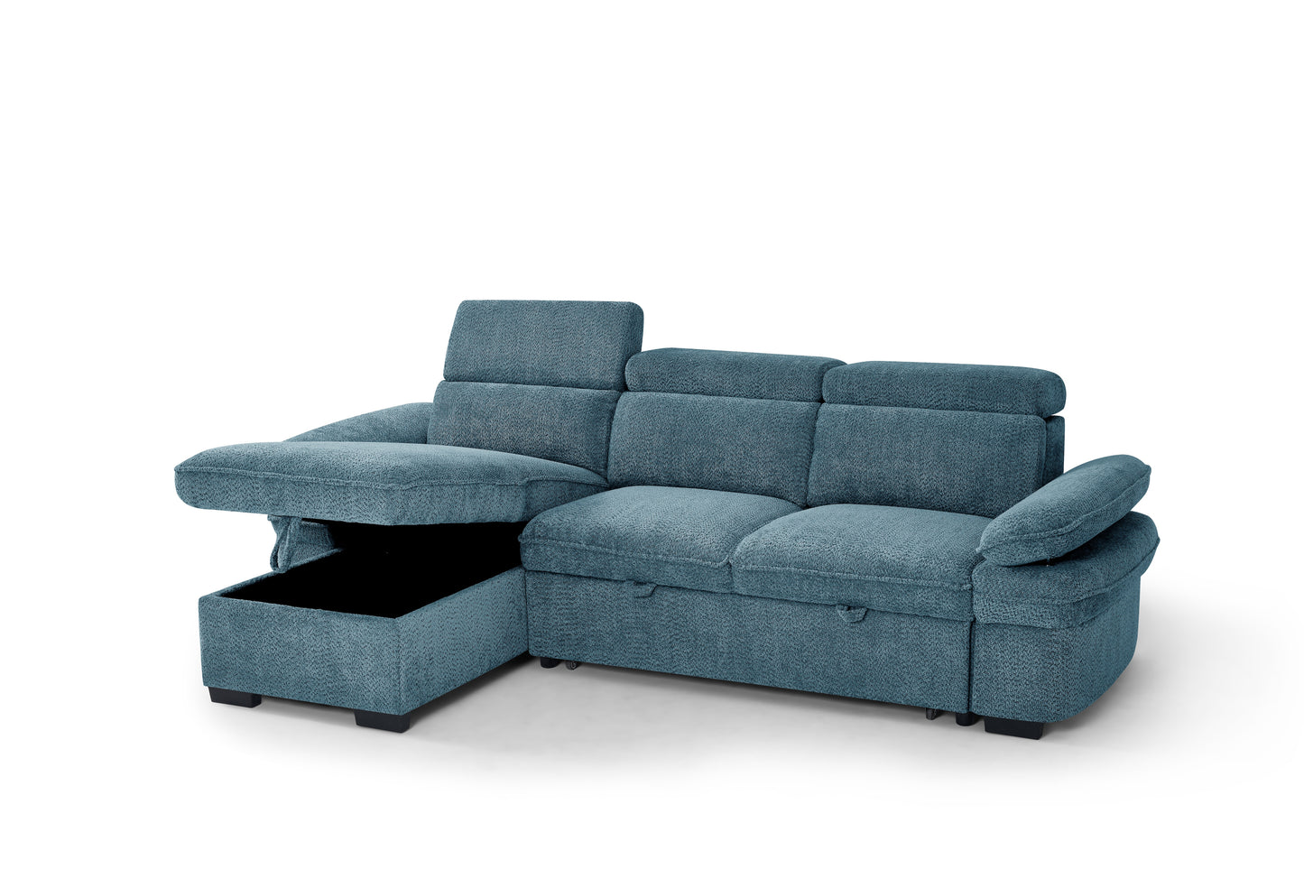 Hudson Sofabed Blue Fabric Universal Storage Corner Sofa