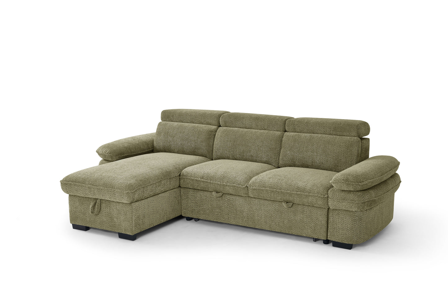 Hudson Sofabed Green Fabric Universal Storage Corner Sofa