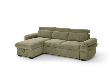 Hudson Sofabed Green Fabric Universal Storage Corner Sofa
