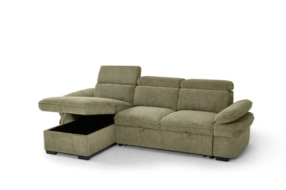 Hudson Sofabed Green Fabric Universal Storage Corner Sofa