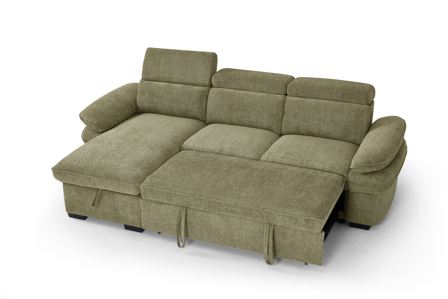 Hudson Sofabed Green Fabric Universal Storage Corner Sofa